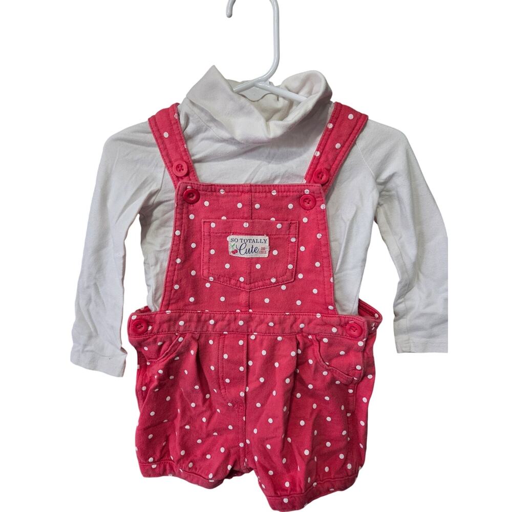 Pink/Red Polka Dot Shortalls w/ Turtle Neck - Circo - 18mo